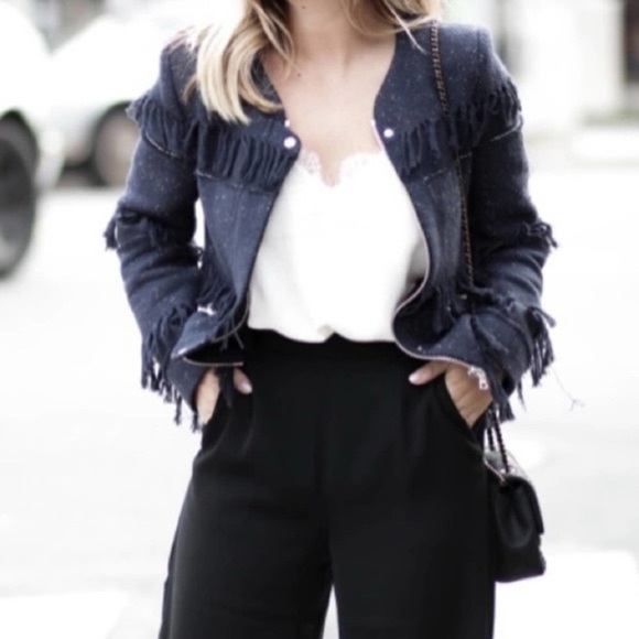 Sandro Paris Tweed Fringe Venice Jacket - Picture 2 of 12